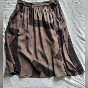 Kelly Wearstler Silk Pull-on A-Line Skirt in Taupe and Black Size S